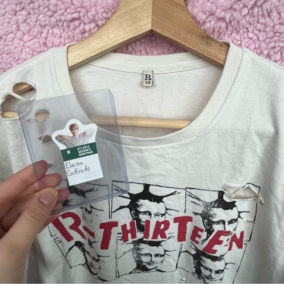 BTS Jimin R13 Mona Lisa Boy Distressed Printed Cotton-Jersey T-shirt - Picture 4 of 7